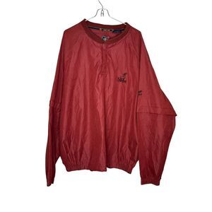 Sun Ice Men Jacket Embroidered Windbreaker V-Neck Outdoor 1/4 Snap Pockets Large